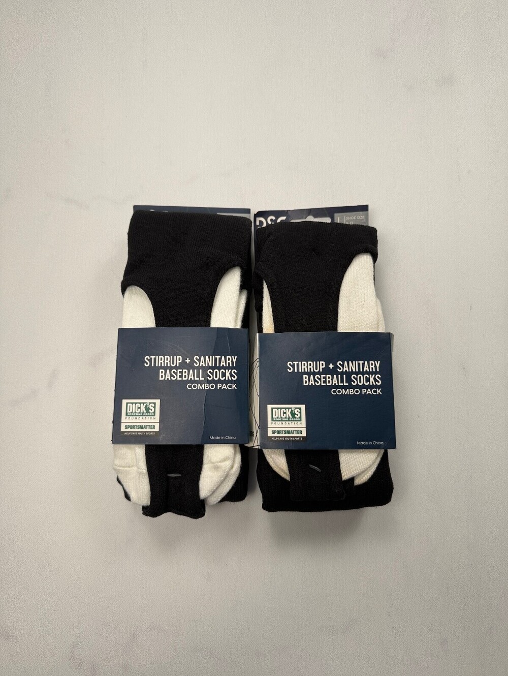 DSG Baseball Socks Black Modern Varsity Bundle of 2 - Large Shoe Size 8 - 13